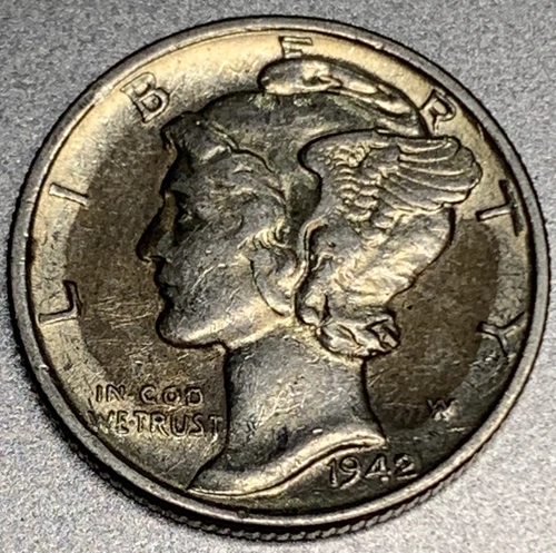 1942 -P Mercury Dime 10c UNC 90% Silver - 1832
