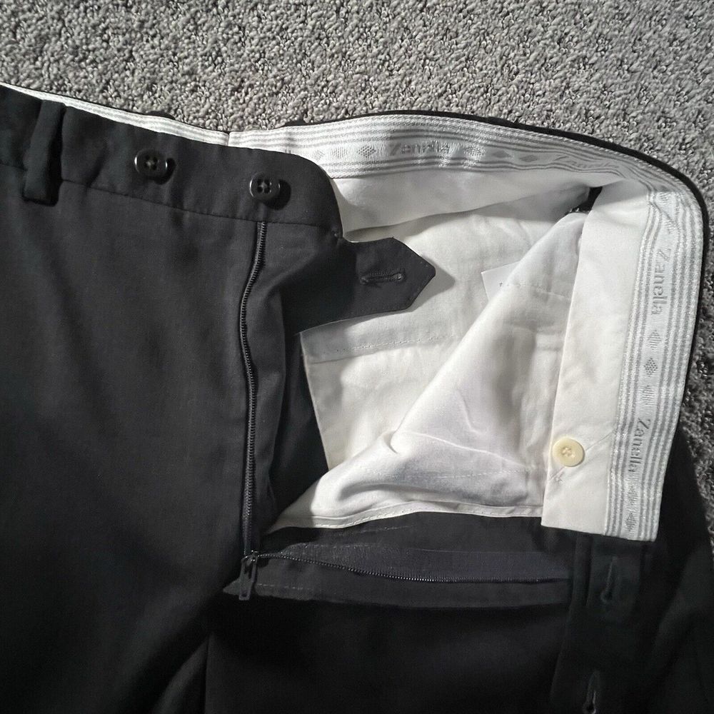 Zanella Todd Solid Charcoal Gray Flat Front Wool … - image 6