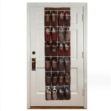 24 Pockets Door Wall Hanging Storage Bag Brown Portable Hanger Bag With Hook