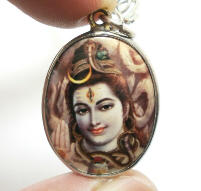 LORD SHIVA MAHADEV OM MAHADEVA GOD SIVA RUDRA BLESS 1980er HINDU MEDAILLON HA...