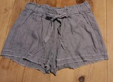 REWASH Self Tie Frayed Shorts Women L Blue Linen Blend Raw Hem  Beachy Summer 3"