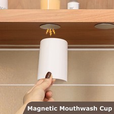 Mounted Magnetic Suction Plastic Mouthwash Toothbrush Cup Holder Punch Free
