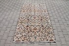 3x6 ft Vintage Beige and Brown Floral Wool Kilim - Handmade Turkish Bohemian Rug