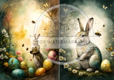 Bunny and Bees | A4 Rice Paper | Paper for Decoupage | Decoupage Central