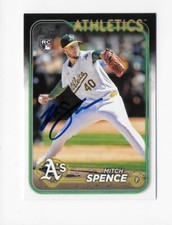 2024 TOPPS #US28 MITCH SPENCE ATHLETICS AUTOGRAPHED SIGNED BASEBALL CARD RC