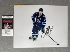 WINNIPEG JETS- JOSH MORRISSEY AUTOGRAPH *HUGE* 11x14 ACTION PHOTO JSA AI82162