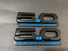 2015-2022 New 5.0 Roush Charged Parts Emblems Badge Gloss Black Blue -2pcs