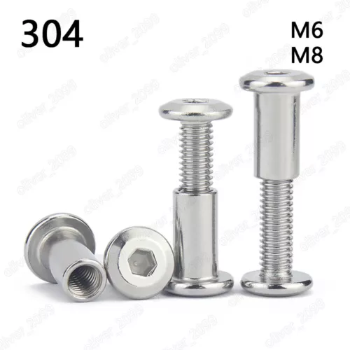 304SS Furniture Connector Bolts Hex FLAT HEAD Screws With Hex Socket Rivet Nuts