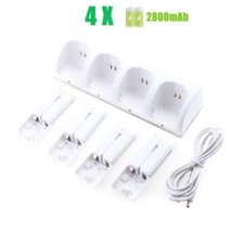 4x Wii Controller Batteria Ricaricabile + Caricabatterie Dock Station per Nintendo