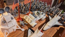 NASA Vintage Gray Astronauts Space Shuttle Rockets Space Men Plastic Figure Set