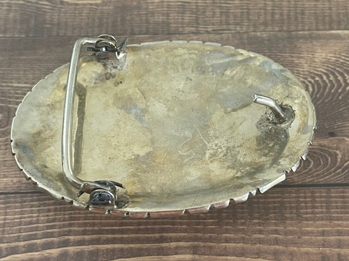 Vintage Navajo Turquoise Silver Belt Buckle - Picture 3 of 3