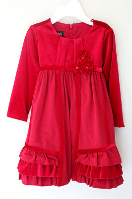 NWT Isobella & Chloe Red Ruffle Holiday Velvet Christmas Toddler Girls Dress  18M | eBay