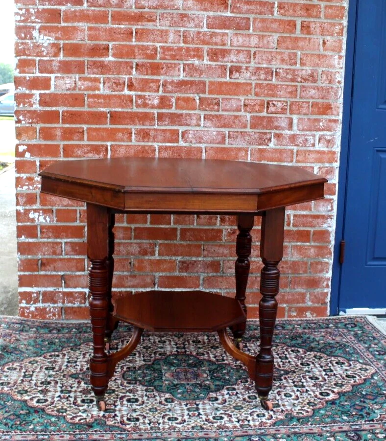 Mesa octágona ocasional antigua inglesa de caoba William & Marry Foto 3 de 4