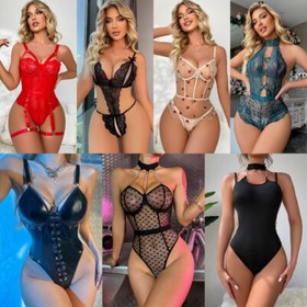 US Womens Sexy Lingerie Lace Babydoll Halter One Piece Teddy Nightgown Sleepwear