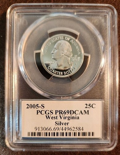 2005-S Silver Washington Quarter - West Virginia - PCGS PR69DCAM - Flag - Bild 2 von 5