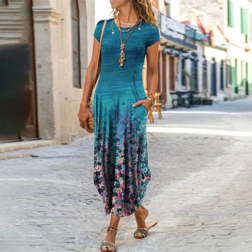 Vestido Boho Vestidos Camiseta Vestido Maxi Solero Verano Sin Mangas Playa Vacaciones - Imagen 5 de 13
