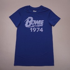 Bowie 1974 Graphic T Shirt Dress Womens Large Blue TriBlend Stretch EUC