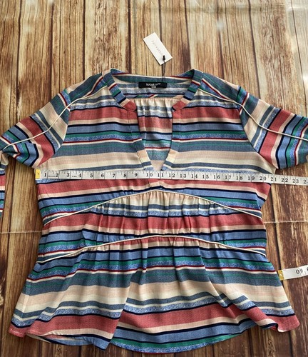 Sugar lips Women’s Long Sleeve V-Neck Striped Multicolor Top Blouse Size Small - Picture 6 of 11