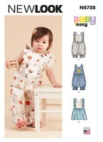Schnittmuster Babykleid, Baby Latzhose Newlook Nl6738 NB-L Baby (3-11 Kg)