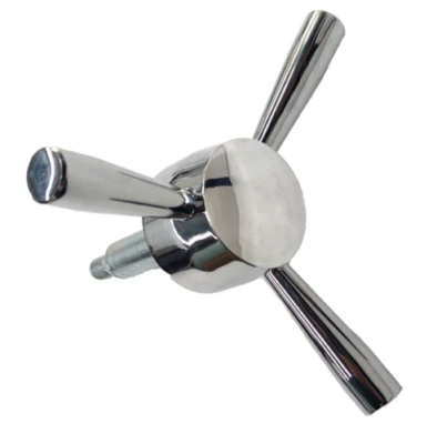 MOUNTPARTS Safe Handle 3 Spoke Round Shaft Gun Safe Handle With Chrome Finish For Safe Box