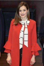 Zara Red Coat Frill Ruffle Sleeves Queen Royal - Size S