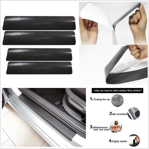 Protector adhesivo antiarañazos cubierta antiarañazos para alféizar de placa de puerta de coche de fibra de carbono 4 un. - Imagen 5 de 11