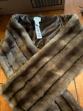 CHICO'S - FAUX FUR SCARF-SKINNY SHAWL - 7 X 48 INCHES