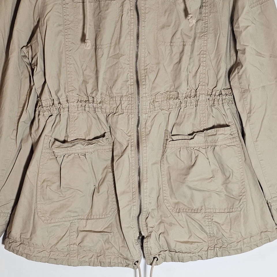 Chaqueta Kenneth Cole Reaction para mujer 2XL beige con capucha cremallera completa bolsillos con cordón Foto 3 de 4