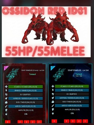 Ossidon 55HP/55MELEE Clone Breeding Pair Ark Ascended Pve Official PC/XBOX/PS5