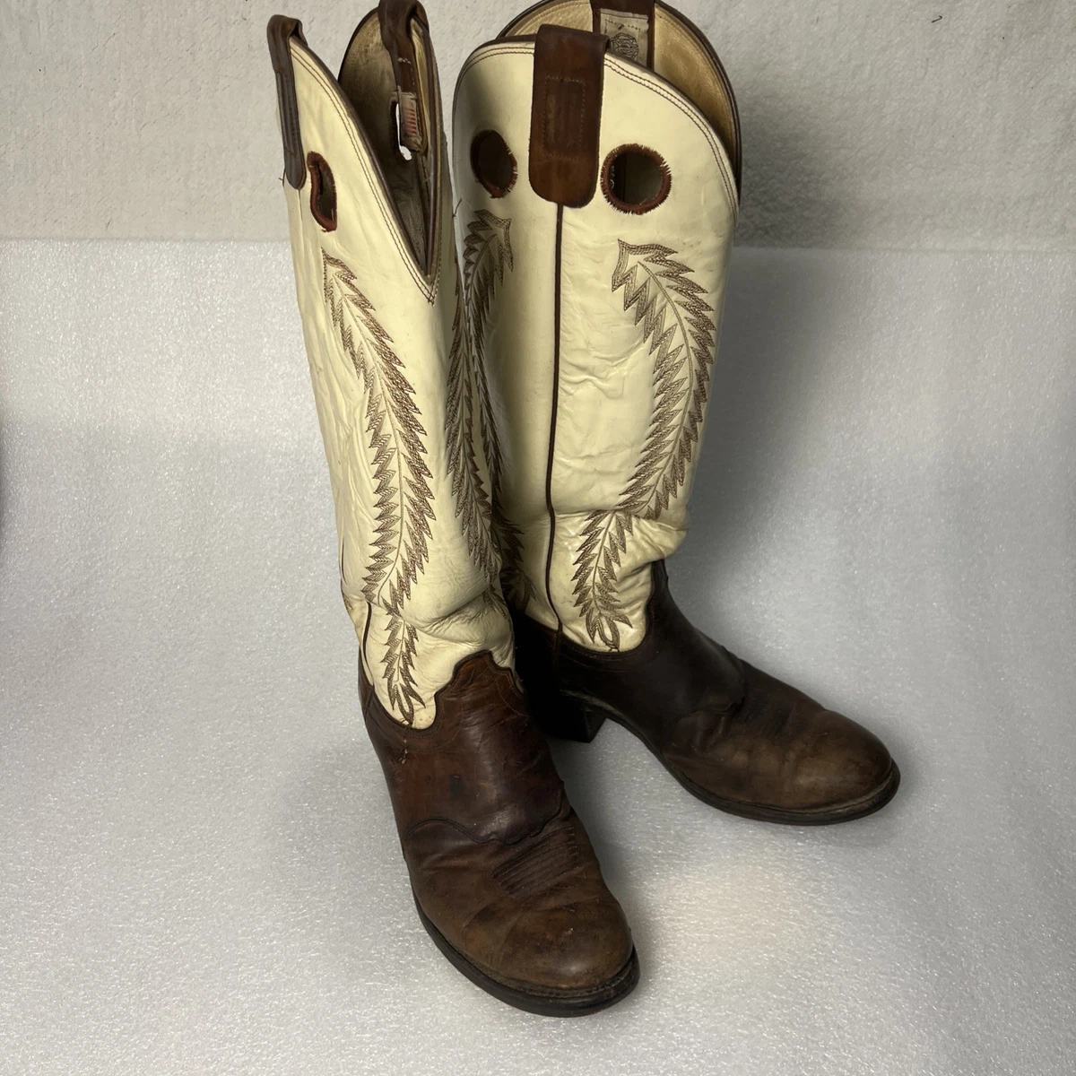 New Olathe Deadstock Western Riding Boots Mens Sz 6.5B Brown Leather Embroidered Olathe Brown Boots for Men for sale | eBay main image 3