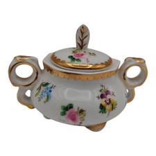 Vtg Miniature Porcelain Doll House Sugar Bowl Floral