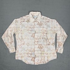 Vintage 70s Floral Button Up Shirt Mens M Disco Collar Earth Tone Groovy Print