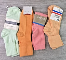 Lot Of 4 Womens Ribbed Pastel Vintage Socks Various Brands
