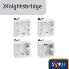 Image of Pattress Box Wall Socket Back Box Single 16mm 25mm 35mm 47mm Knightsbridge