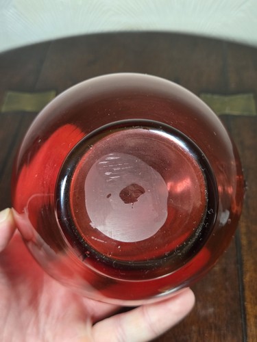 Antique Cranberry Glass Hand Blown Jug With Clear UV Sensitive Handle - Picture 14 of 24