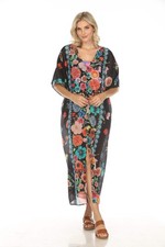 Johnny Was Evening Palace V-Neck Cover-Up Kaftan Dress CSW5223-N