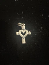James Avery 925 Sterling Silver Centered in Love Heart Cross Charm Pendant