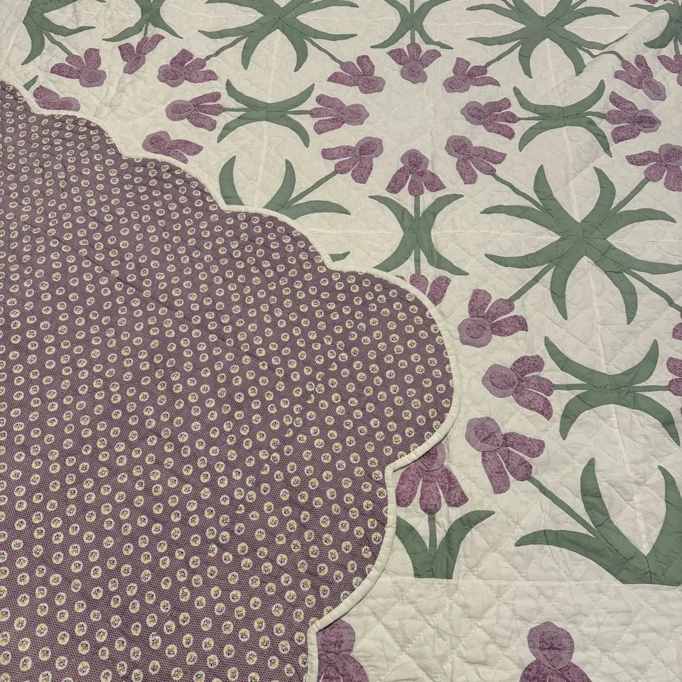 Donna Sharp Queen Quilt & Shams White & Purple Iris Pattern SO BEAUTIFUL - Image 4 of 4
