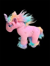 Pink Plush Unicorn Toy with Rainbow Mane and Tail