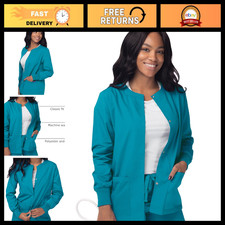 Women's Scrubs Warm-Up Jacket, Front Snaps, Round Neck, Medical Uniform Outerwea