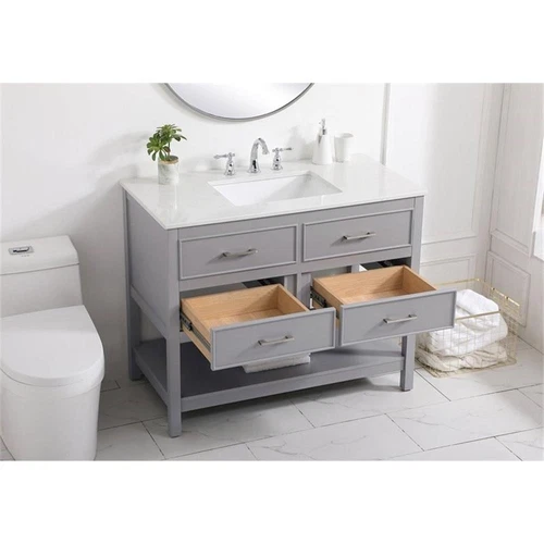 Elegant Decor Sinclaire 42" Aluminum Alloy & MDF Single Bathroom Vanity in Gray - Picture 8 of 8