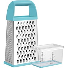 Professional Stainless Steel Handheld Cheese Grater with Container 4 Sided