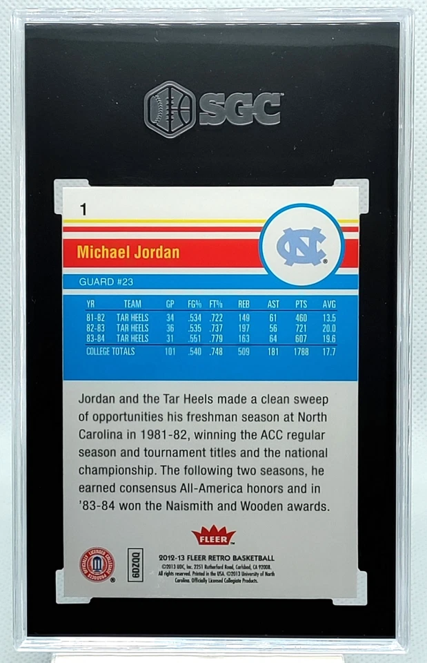 Michael Jordan SGC 9.5 2012-13 Fleer Retro #1 UNC RARO MJ GOAT Foto 2 de 2