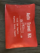 NOS Vintage AKRON OHIO  Auto Travel Kit First Aid Highway w/Safety Road Flare