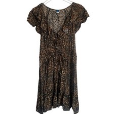 Old Navy Womens Dress Size Large Animal Print Ruffle Tie Waist