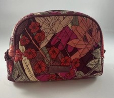 Vera Bradley Bohemian Blooms Toiletry Makeup Cosmetic Bag Pink Maroon Floral