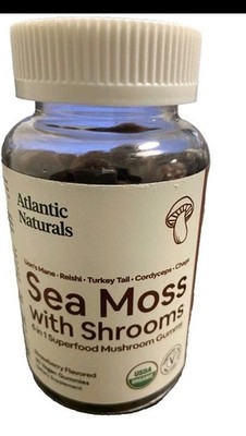 Atlantic Naturals Sea Moss with Shrooms Superfood 60 Vegan Gummies Exp 6/2026