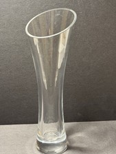 Clear Glass Vase with Wide Opening Thick Glass Heavy Clear Pedestal Tall Vase