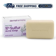 Dermaharmony 10 Sulfur Acne Bar Soap with Tea Tree Oil 4 oz for Clear Skin