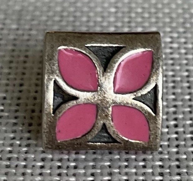Pandora ALE 925 Sterling Silver Pink Enamel Flower Charm Retired